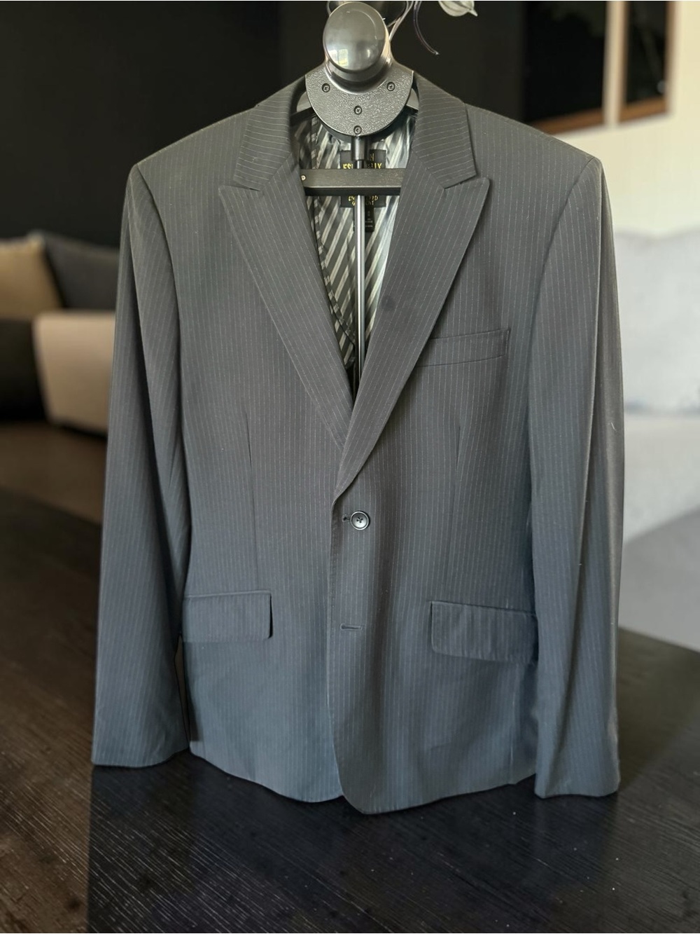 Scotch & Soda Amsterdam Mens Pinstripe Blazer EU 50L Black Wool Blend Blazer 40R